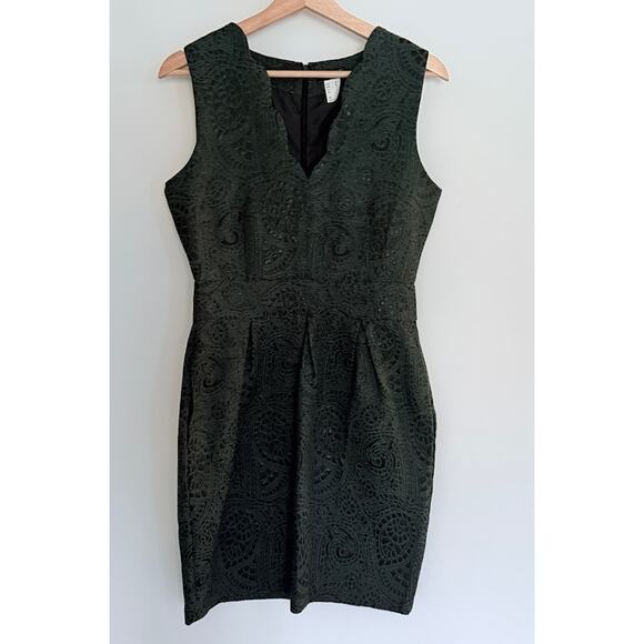 Venus Scalloped Collar Sleeveless Dress Wmns 6 Moss Green V-Neck Sheath Party - Picture 1 of 12